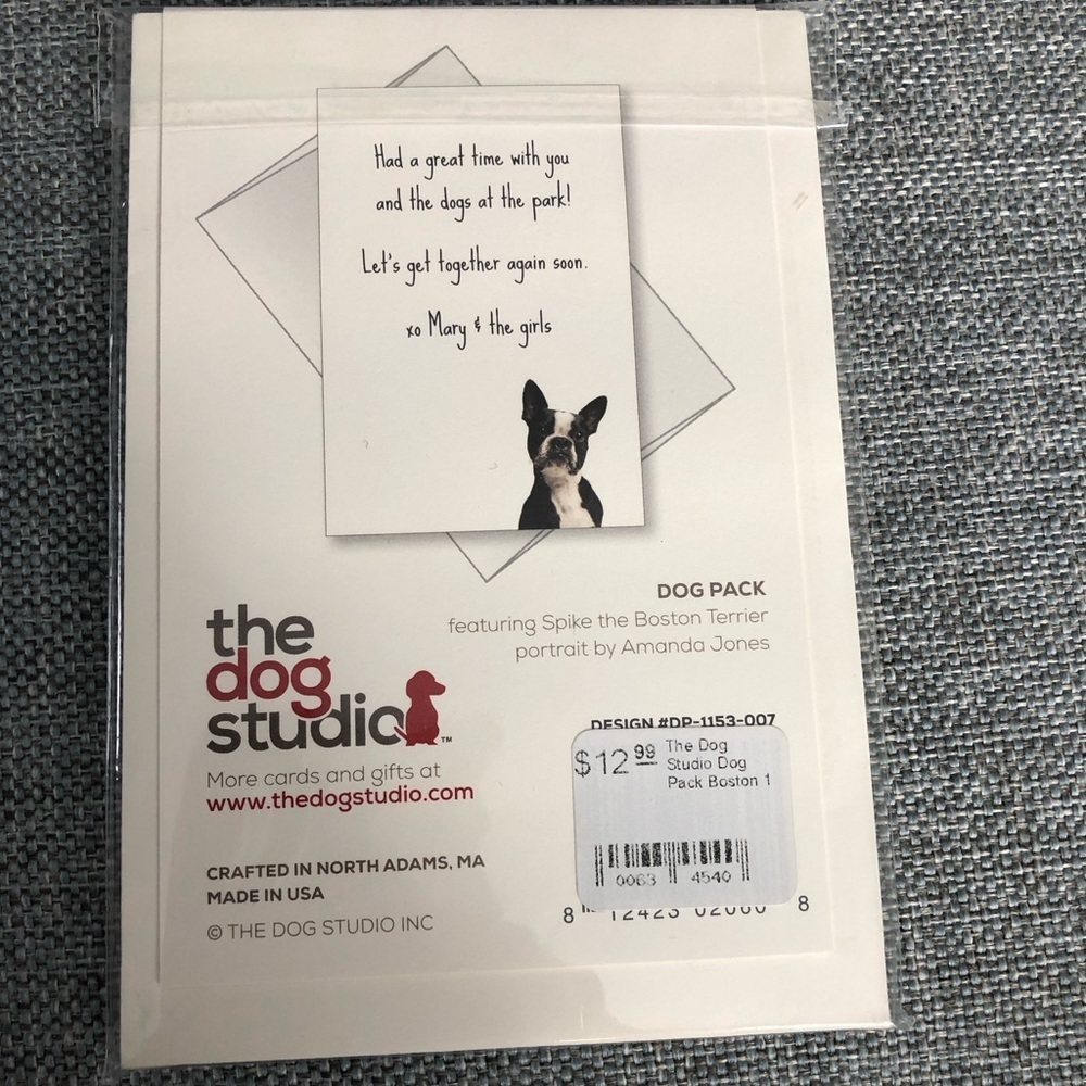 The dog studio Boston Terrier Six Flat Blank Correspondence Cards and Envelopes - Picture 4 of 6
